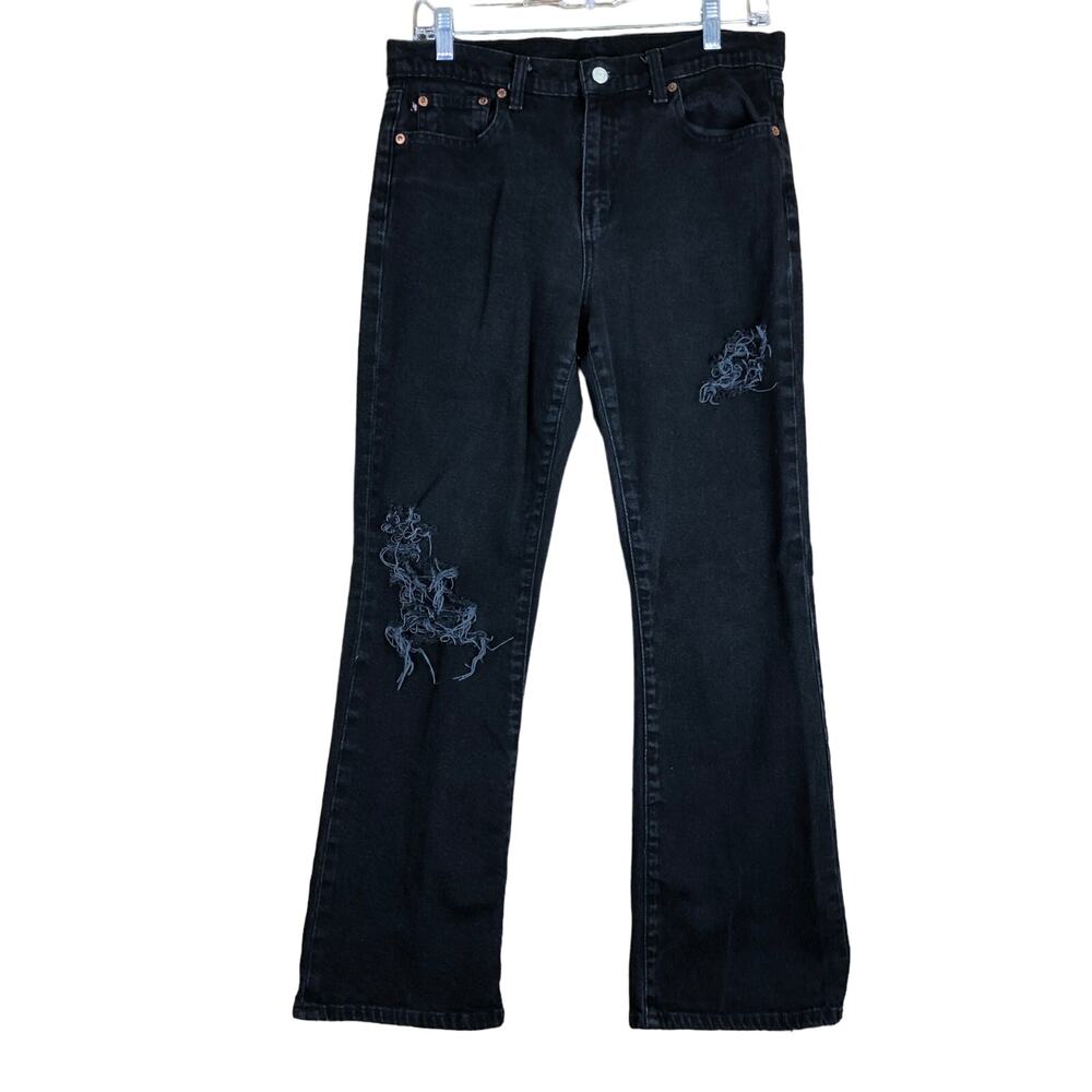 Polo Ralph Lauren Womens Jeans Black Denim Classic Bootcut Distressed Stretch 10